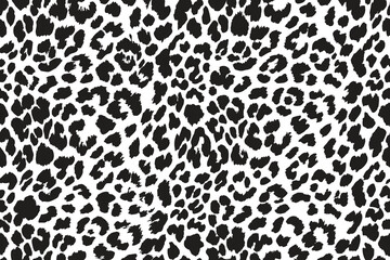 Seamless black and white leopard pattern, ideal for fashion, textile, and decor.