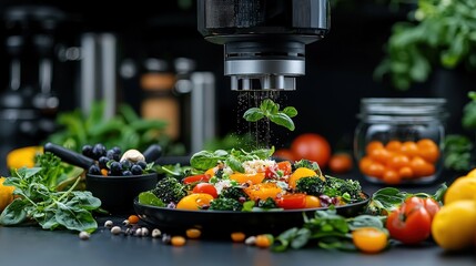 AI chef preparing a meal based on real-time health data from a wearable device