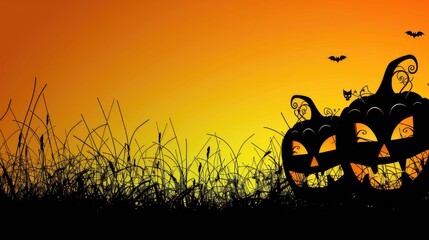 silhouette Halloween Background with Generous Copy Space