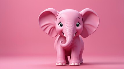  Pink background, smiling vibrant pink elephant