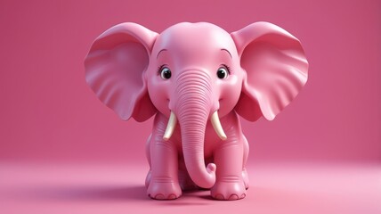 Obraz premium Pink background, smiling vibrant pink elephant.