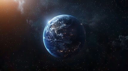 Obraz premium Earth from Space with Glowing City Lights