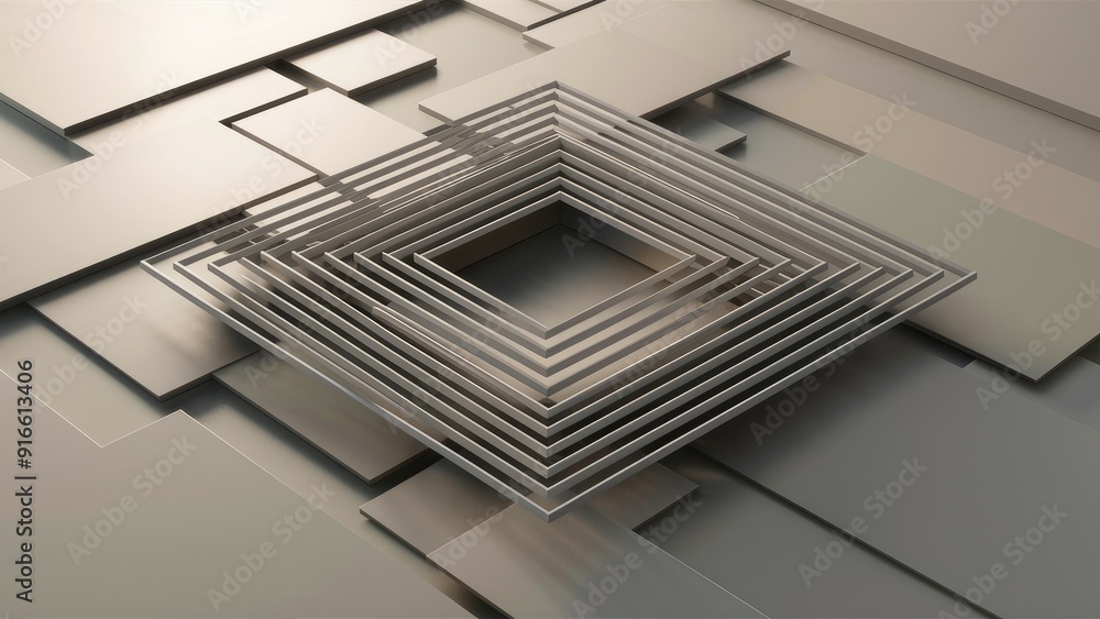 Poster Minimalist texture featuring a linear square pattern in an abstract geometric design