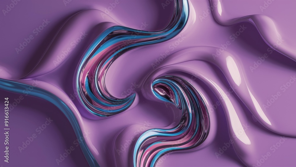 Poster elegant abstract purple liquid background with wavy colorful patterns modern blurred texture featuri