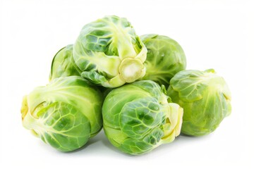 Fototapeta premium Brussels sprouts isolated on a white background. Green Brussels Sprouts Close-Up