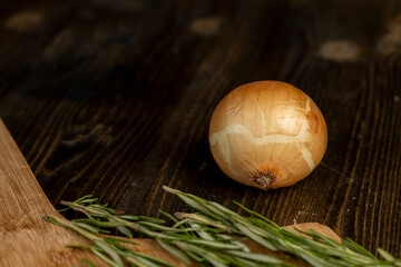 close-up of golden yellow onions in the kitchen