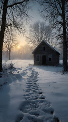 landscape in the village, ai generated