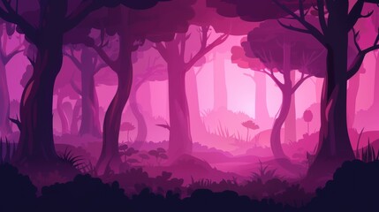 Pink cartoon forest background, dark, simple