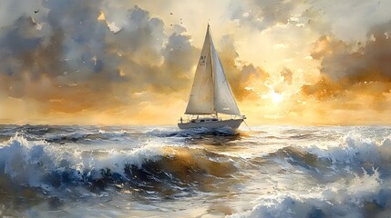 Fototapeta premium sailboat at sunset