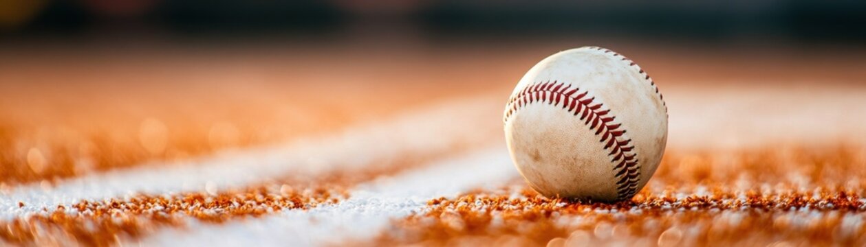 baseball resting on an orange dirt field, capturing the essence of America's favorite pastime.