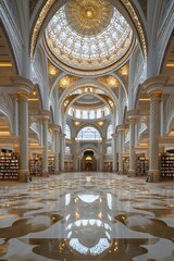 Obraz premium Ornate Islamic library with domed ceilings