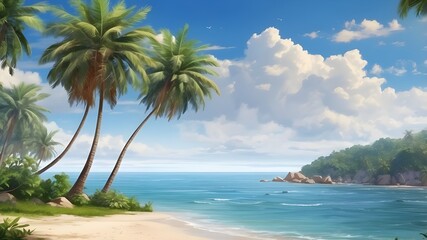 Fototapeta premium beach with palm trees