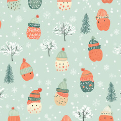 The photo illustration of seamless pattern on fruit carrots and apples on colorful background