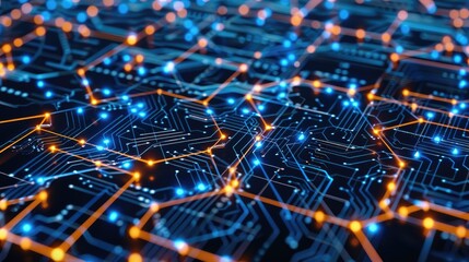 Obraz premium Abstract circuitry forming blockchain pattern
