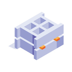 An isometric icon of cinder block in modern style, ready to use vector