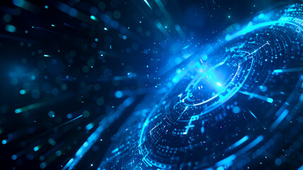 A futuristic holographic display of a secure network in vivid blue tones, symbolizing advanced digital security and technology. represents cutting-edge cybersecurity and data protection measures.