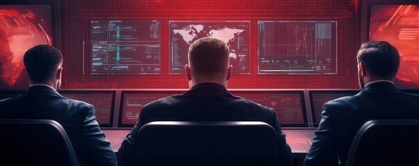 Diverse team of engineers analyzing logistics data on large screens in a futuristic control room, logistics strategy, data-driven optimization