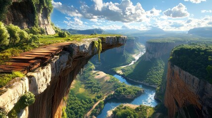 Cliffside Path Overlooking Canyon.