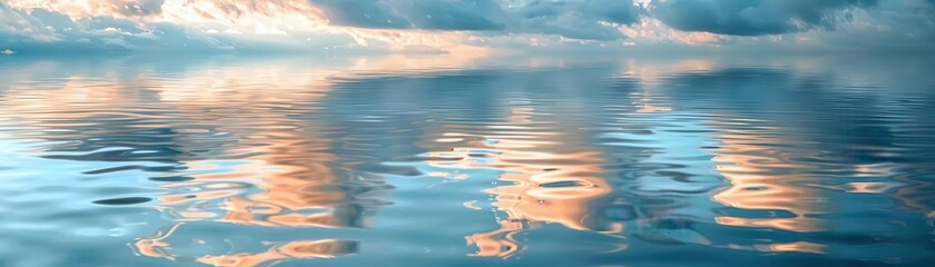 Obraz premium The water is calm and still, with a beautiful reflection of the sky above