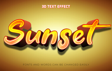Sunset 3d editable text effect style