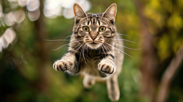 A cat jumping at camera with trollface