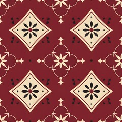Elegant red and cream geometric pattern design.