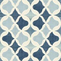 Abstract geometric pattern in shades of blue and cream.