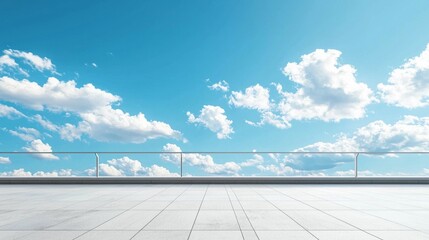 Balcony view of sky. Landscape. Sunny Day. Terrace with a beautiful view on the sky. Background with beautiful cloud's.