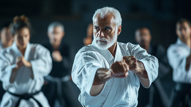 Document a diverse group practicing martial arts. - Powered by Adobe