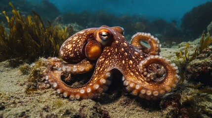 Octopus Camouflaged in a Sandy Seabed