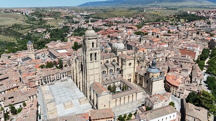 Fototapeta premium Old city of Segovia&nbsp;Spain drone,aerial