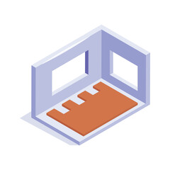 An isometric icon of room layout, floor plan vector design