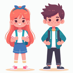 Naklejka premium boy and girl flat illustration