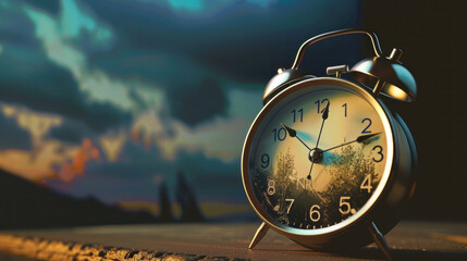 
aesthetic outdoor waker clock illustration