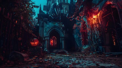 Castle place for Halloween party, All kinds of party supplies Halloween, Happy Halloween