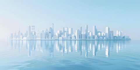 Fototapeta premium Abstract future urban agglomeration and water reflection