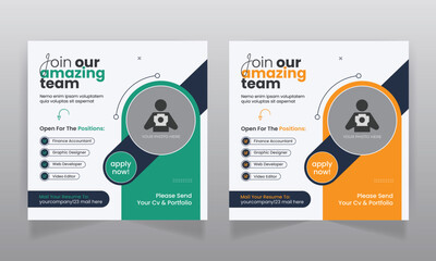 We are hiring job vacancy social media post or square web banner template