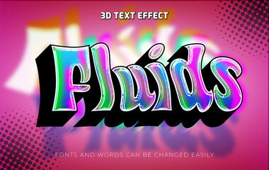 Fluids psychedelic 3d editable text effect style