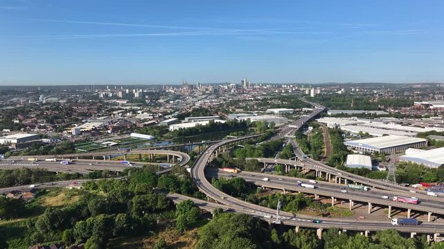 Birmingham City and Spaghetti Junction M6 Motorway Aerial View