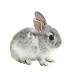 Fototapeta premium Adorable Baby Rabbit with Soft Grey Fur Captivating Hearts Isolated on Transparent Background