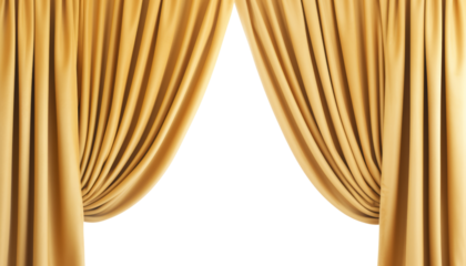 gold curtain isolated on transparent background cutout