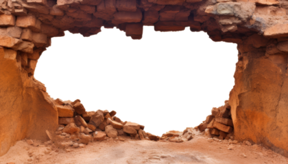 hole frame of stone isolated on transparent background cutout