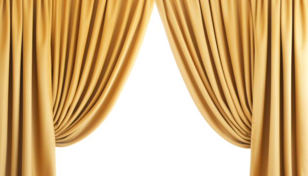 gold curtain isolated on transparent background cutout