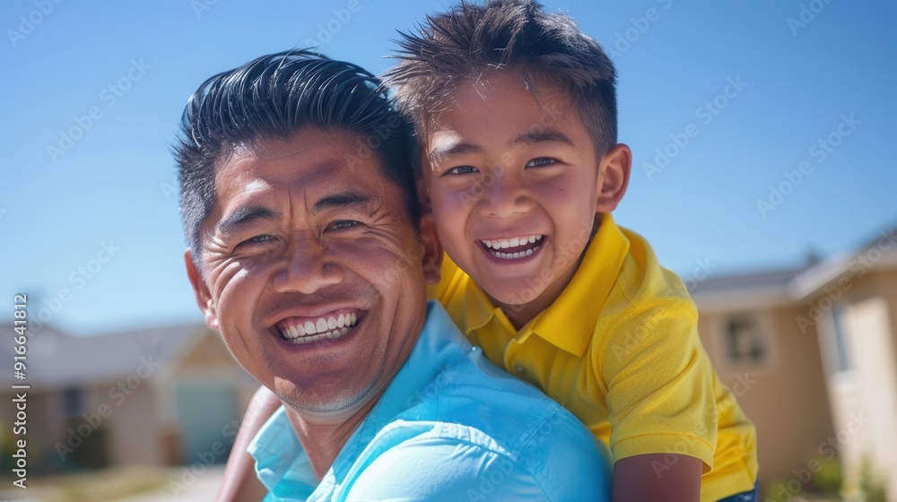 Wall mural the happy father and son