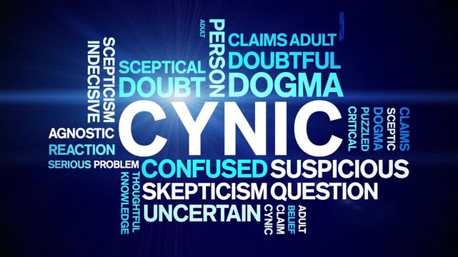Cynic animated word cloud;text design animation tag kinetic typography seamless loop.