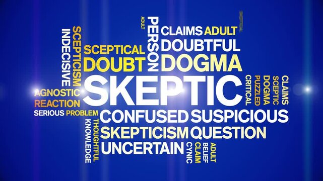 Skeptic animated word cloud;text design animation tag kinetic typography seamless loop.