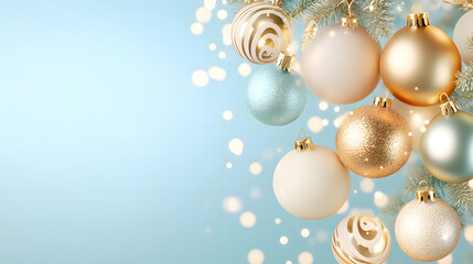 Luxurious Christmas Background with Festive Decorations, Ornaments, and Gifts