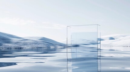 Glass Cube in a Frozen Landscape
