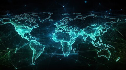 Digital World Map with Connections