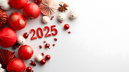 Fototapeta premium Heritage celebrations red lanterns and 2025 text